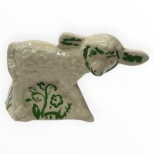 Vintage Homer Laughlin Harlequin Maverick Lamb Figurine Hand Painted Folk‎ Art